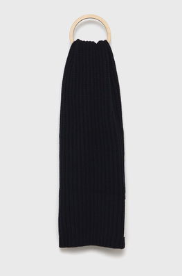 Drykorn Eșarfă De Lână Culoarea Albastru Marin, Material Neted Dama Bleumarin, Tricotaj