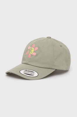 Volcom Caciula Din Bumbac Culoarea Verde, Cu Imprimeu Dama