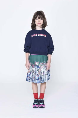 Marc Jacobs Hanorac De Bumbac Pentru Copii Culoarea Albastru Marin, Cu Imprimeu Bleumarin, Model Print