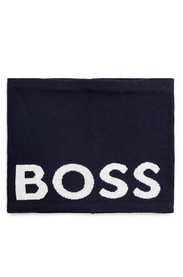 BOSS Fular Circular Copii Culoarea Albastru Marin, Cu Imprimeu Bleumarin, Bumbac, Model Print