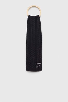 Guess Esarfa Din Lana Pentru Copii Culoarea Negru, Cu Imprimeu, Cu Un Amestec De Lana