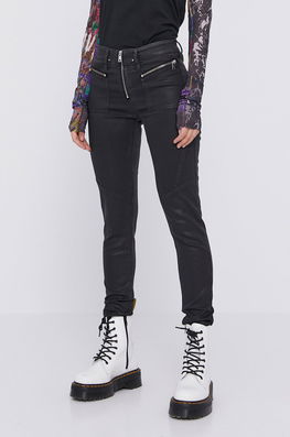 Diesel Pantaloni Femei, Culoarea Negru, Mulat, High Waist Dama, Panza