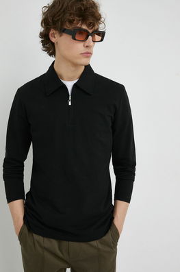 Tiger Of Sweden Longsleeve Din Bumbac Culoarea Negru, Neted Bărbaţi