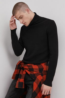 Premium By Jack&Jones Pulover Bărbați, Culoarea Negru, Cu Guler Bărbaţi
