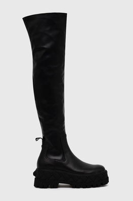 Kurt Geiger London Cizme London Otk Stretch Femei, Culoarea Negru, Cu Platforma Dama, Imitatie De Piele