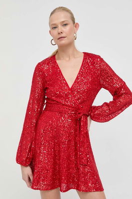 Bardot Rochie Culoarea Rosu, Mini, Evazati Dama, Tricotaj, Cocktail