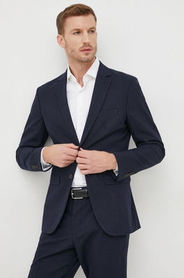 Selected Homme Sacou Din Lana Culoarea Albastru Marin Bărbaţi Bleumarin, Cu Un Amestec De Lana