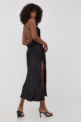 Bardot Rochie Culoarea Negru, Maxi, Drept Dama, Panza, Cocktail