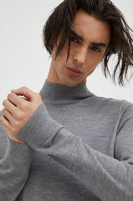 Drykorn Pulover De Lana Barbati, Culoarea Gri, Light, Cu Turtleneck Bărbaţi