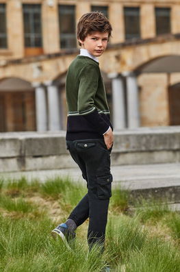 Mayoral Pantaloni Copii Culoarea Negru, Neted, Panza