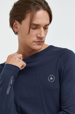 Jack & Jones Longsleeve Din Bumbac Jcotech, Culoarea Albastru Marin, Cu Imprimeu Bărbaţi Bleumarin, Model Print