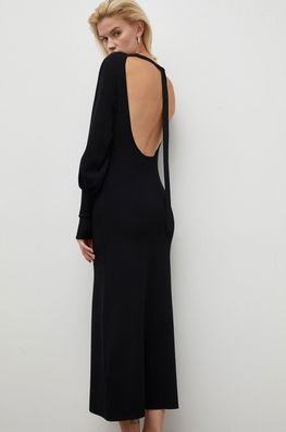 Gestuz Rochie Culoarea Negru, Maxi, Drept Dama, Tricotaj, Cocktail