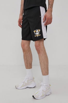 47brand Pantaloni Scurți Bărbați, Culoarea Negru Bărbaţi, Tricotaj, Model Print