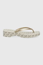 MICHAEL Michael Kors Slapi Lilo Flip Flop Femei, Culoarea Auriu, Cu Platforma Dama, Sintetic