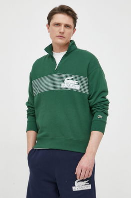 Lacoste Hanorac De Bumbac Barbati, Culoarea Verde, Cu Imprimeu Bărbaţi, Model Print