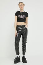 Von Dutch Tricou Femei, Culoarea Negru Dama, Cu Elastan, Model Print