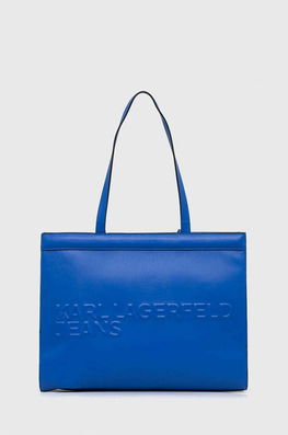Karl Lagerfeld Jeans Poseta Dama Albastru, Imitatie De Piele