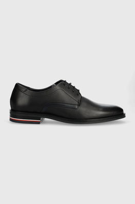 Tommy Hilfiger Pantofi De Piele CORPORATE HILFIGER LEATHER SHOE Barbati, Culoarea Negru, FM0FM04433 Bărbaţi, Elegant