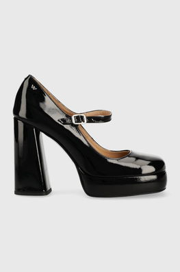 Wojas Pantofi De Piele Culoarea Negru, Cu Toc Drept, 3511731 Dama, Piele Patentata, Toc Gros