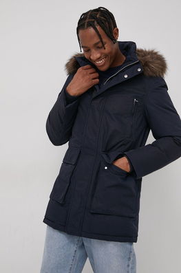 Superdry Parka De Puf Bărbați, Culoarea Albastru Marin, De Iarnă Bărbaţi Bleumarin