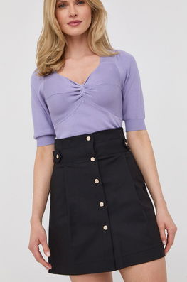 Morgan Fusta Culoarea Negru, Mini, Evazati Dama, Panza, Office