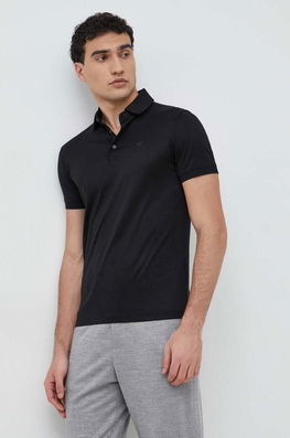 Emporio Armani Tricou Polo Barbati, Culoarea Negru, Neted Bărbaţi