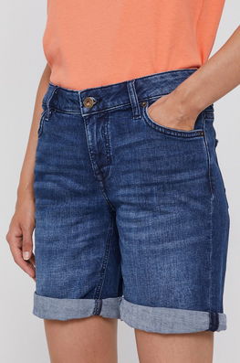 Mustang Pantaloni Scurți Jeans Femei, Material Neted, Medium Waist Dama Albastru