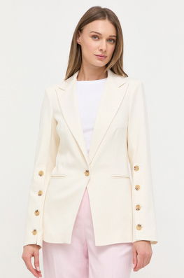 Twinset Sacou Culoarea Bej, Un Singur Rand De Nasturi, Neted Dama, Tricotaj