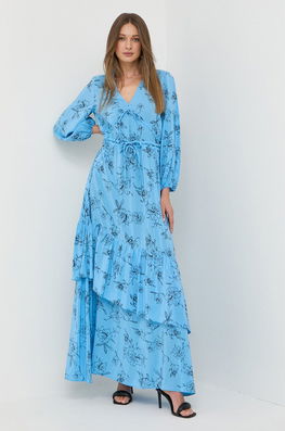 Ivy Oak Rochie Maxi, Evazati Dama Albastru, Vascoza, Casual, Model Flori