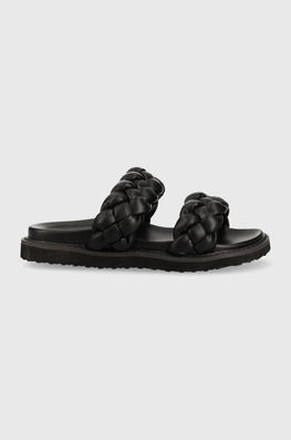 Answear Lab Papuci Femei, Culoarea Negru Dama, Imitatie De Piele, Toc Plat