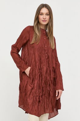 Liviana Conti Rochie De Matase Culoarea Maro, Mini, Oversize Dama, Casual
