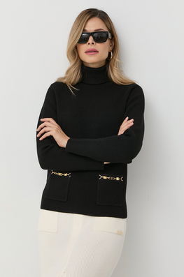 Elisabetta Franchi Pulover Femei, Culoarea Negru, Cu Guler Dama