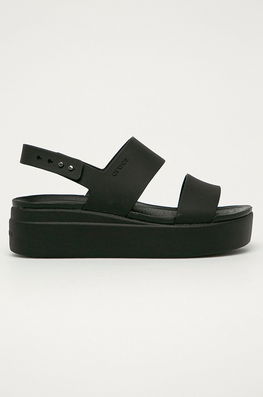 Crocs Sandale Femei, Culoarea Negru Dama, Sintetic, Toc Platforma