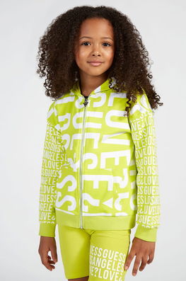 Bluza Copii Guess Verde, Cu Elastan