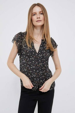 Pepe Jeans Camasa Alenka Femei, Culoarea Negru Dama, Casual, Model Flori