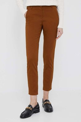 Sisley Pantaloni Femei, Culoarea Maro, Mulata, Medium Waist Dama, Panza
