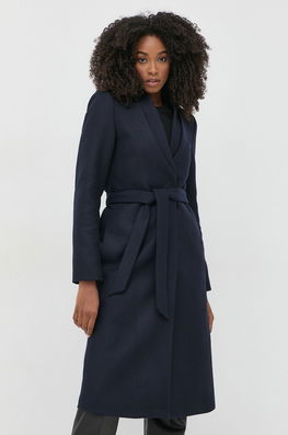 Ivy Oak Palton De Lana Culoarea Albastru Marin, De Tranzitie Dama Bleumarin