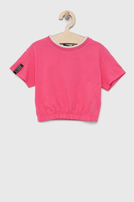 Sisley Tricou De Bumbac Pentru Copii Culoarea Roz, Model Print