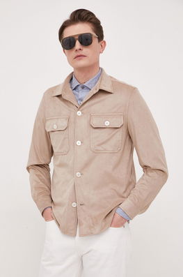 BOSS Camasa Barbati, Culoarea Bej, Cu Guler Clasic, Regular Bărbaţi, Cu Elastan, Casual