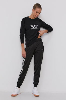 EA7 Emporio Armani Bluză Femei, Culoarea Negru, Cu Imprimeu Dama, Cu Elastan, Model Print