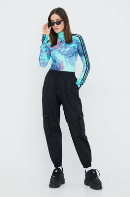 Adidas Originals Pantaloni De Bumbac Trefoil Moments HF2113 Femei, Culoarea Negru, Dama