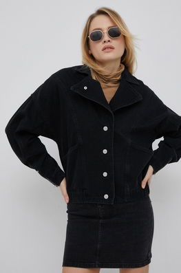 Pepe Jeans Geaca Jeans Harley Femei, Culoarea Negru, De Tranzitie Dama