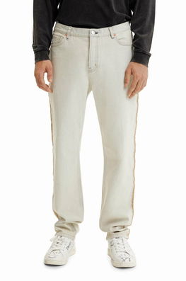 Desigual Pantaloni De Bumbac Culoarea Albastru Marin, Drept Bărbaţi