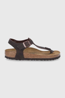 Birkenstock Sandale De Piele Kairo Femei, Culoarea Maro Dama, Toc Plat