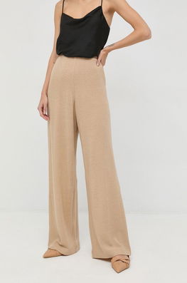 Max Mara Leisure Pantaloni De Lana Femei, Culoarea Bej, Lat, High Waist Dama