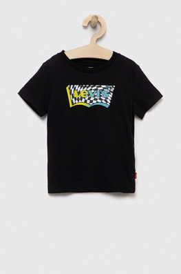 Levi's Tricou De Bumbac Pentru Copii Culoarea Negru, Cu Imprimeu, Model Print