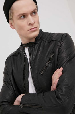 Jack & Jones Geaca De Piele Barbati, Culoarea Negru, De Tranzitie Bărbaţi