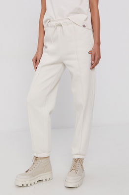 Dickies Pantaloni Femei, Culoarea Galben, Material Neted Dama Bej, Tricotaj