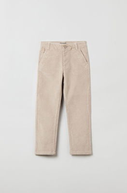 OVS Pantaloni Copii Culoarea Maro, Material Neted, Panza