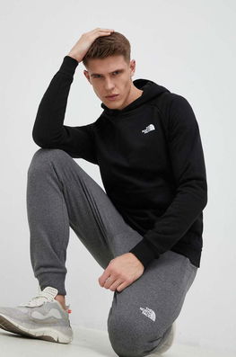 The North Face Hanorac De Bumbac Barbati, Culoarea Negru, Cu Glugă, Cu Imprimeu Bărbaţi, Model Print